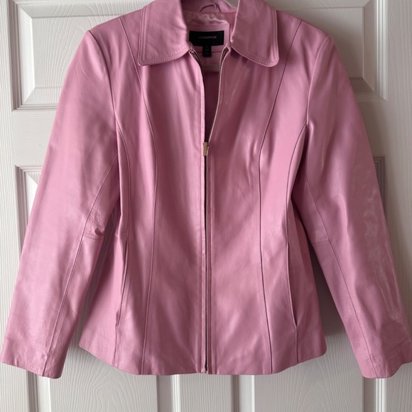Women's Pink Leather Jacket Size Small - Picture 4 of 4